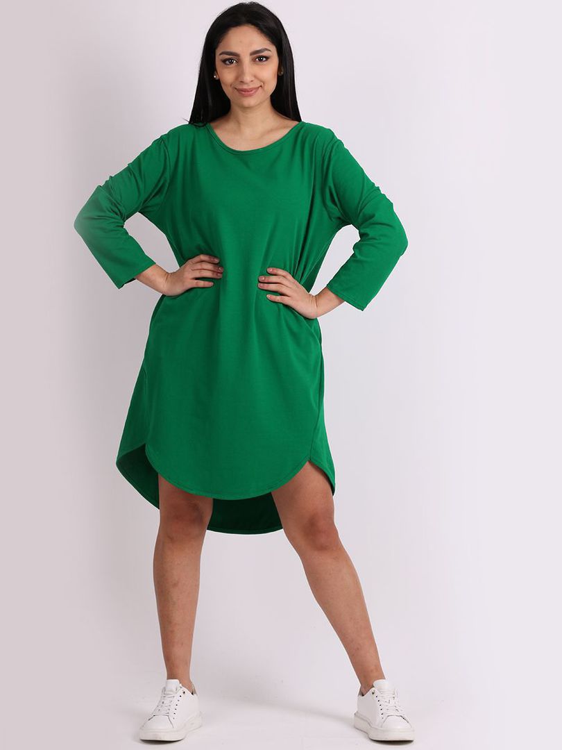 Poppy Curve Hem Dress Apple Green image 1